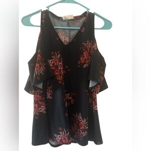 Floral Black Cold Shoulder blouse size small